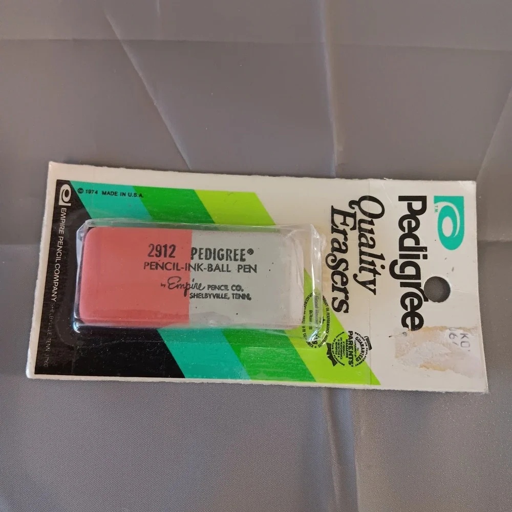 Vintage 1974 Pedigree Ink‎ & Pencil Eraser New Sealed Empire Good Housekeeping